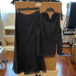 Theory Black and White Grid Skirt Set